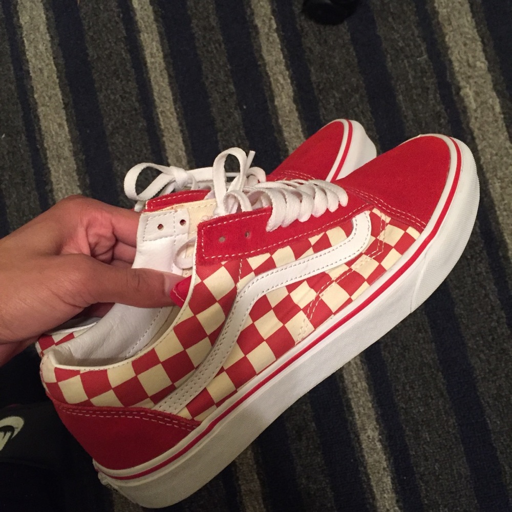 Red Checkered Vans Old Skool